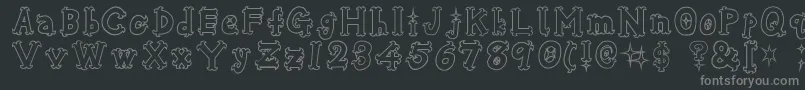 Osharehn-fontti – harmaat kirjasimet mustalla taustalla