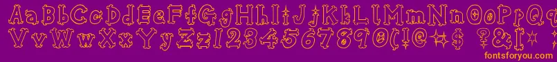 Osharehn-Schriftart – Orangefarbene Schriften auf violettem Hintergrund