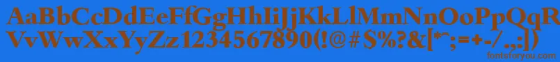 フォントBambergserialXboldRegular – 茶色の文字が青い背景にあります。