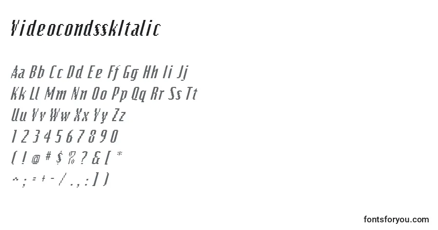 A fonte VideocondsskItalic – alfabeto, números, caracteres especiais