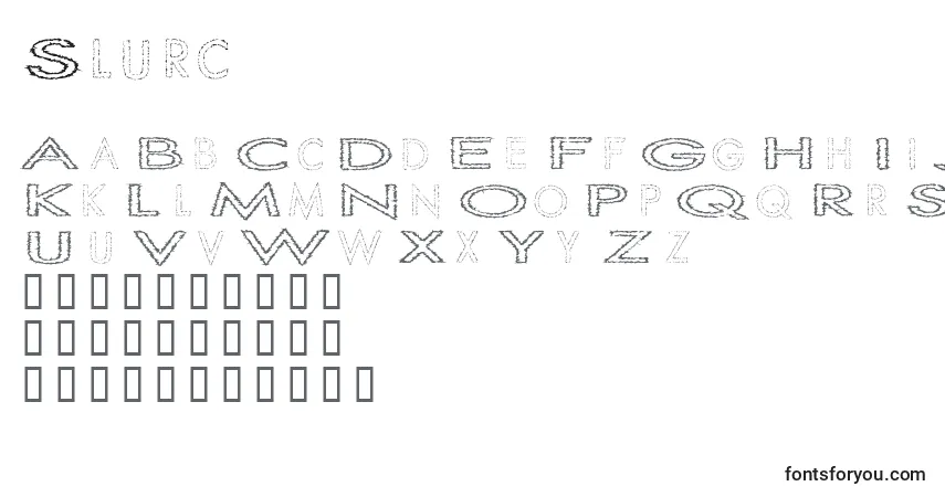 A fonte Slurc – alfabeto, números, caracteres especiais