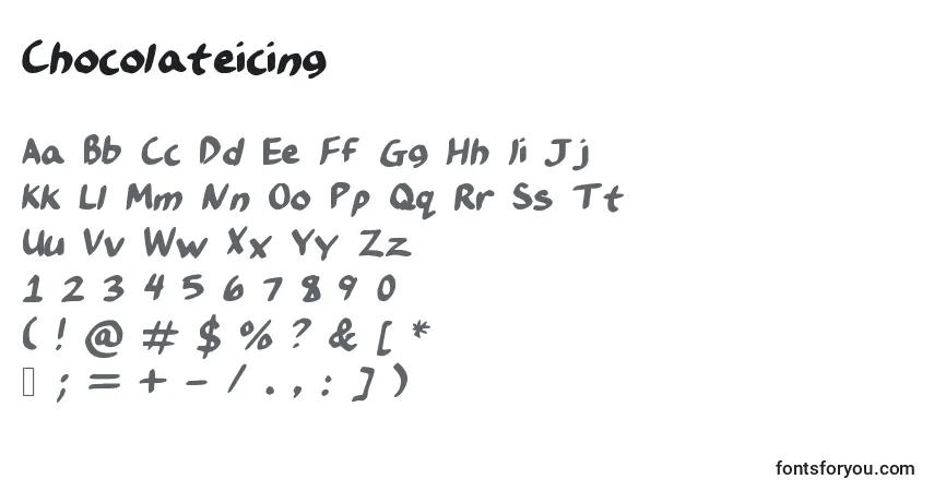 Czcionka Chocolateicing – alfabet, cyfry, specjalne znaki