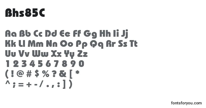Czcionka Bhs85C – alfabet, cyfry, specjalne znaki