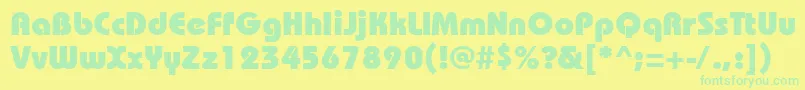 フォントBhs85C – 黄色い背景に緑の文字