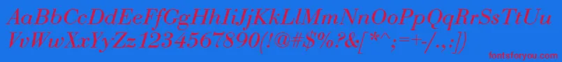 EurobodtItalic Font – Red Fonts on Blue Background