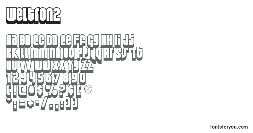 A fonte Weltron2 – alfabeto, números, caracteres especiais