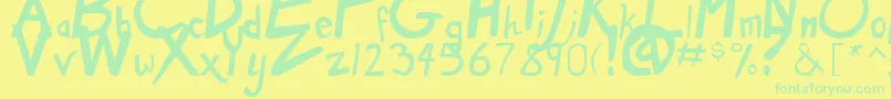 DirtyDuoBold Font – Green Fonts on Yellow Background