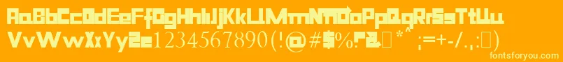 フォントNiiiiiTrous – オレンジの背景に黄色の文字