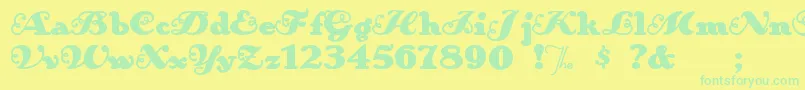 Anakroni-Schriftart – Grüne Schriften auf gelbem Hintergrund