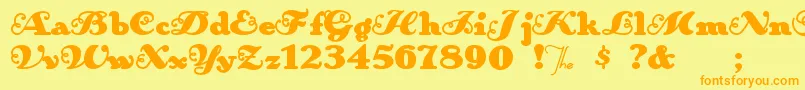 Anakroni-Schriftart – Orangefarbene Schriften auf gelbem Hintergrund