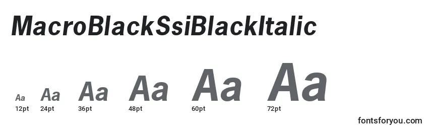 Размеры шрифта MacroBlackSsiBlackItalic
