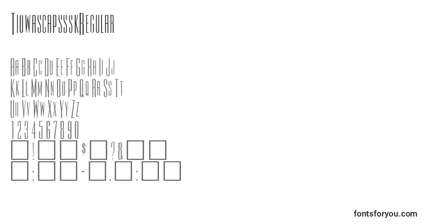Schriftart TiowascapssskRegular – Alphabet, Zahlen, spezielle Symbole