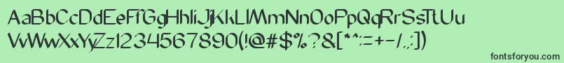 フォントModernScript – 緑の背景に黒い文字