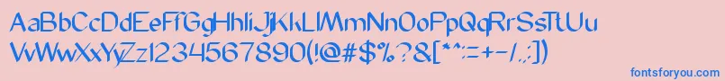 フォントModernScript – ピンクの背景に青い文字
