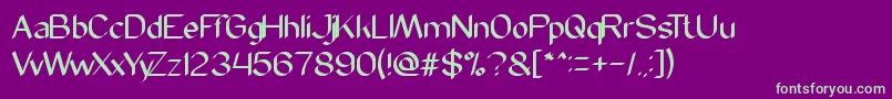 フォントModernScript – 紫の背景に緑のフォント