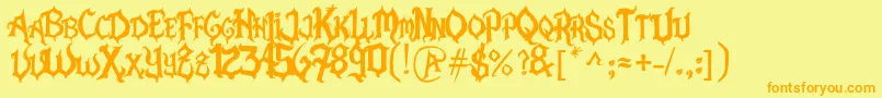 Czcionka PasiРІnExtended – pomarańczowe czcionki na żółtym tle