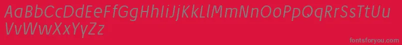 Fonte JosefReducedLightitalic – fontes cinzas em um fundo vermelho