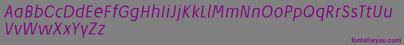 フォントJosefReducedLightitalic – 紫色のフォント、灰色の背景