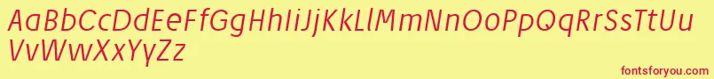 JosefReducedLightitalic Font – Red Fonts on Yellow Background