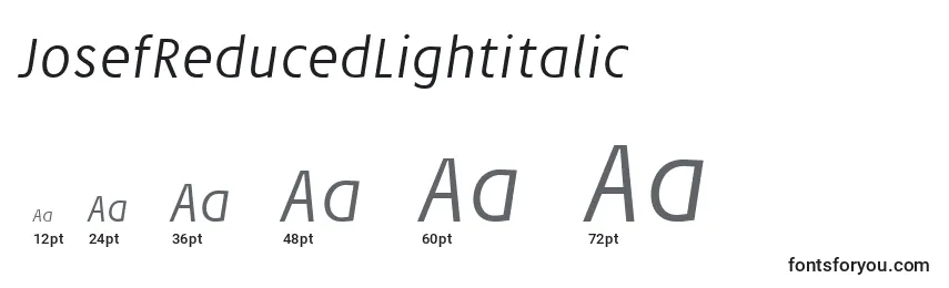 JosefReducedLightitalic Font Sizes