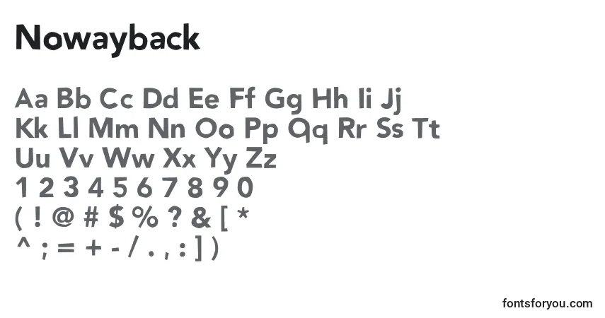 Czcionka Nowayback – alfabet, cyfry, specjalne znaki