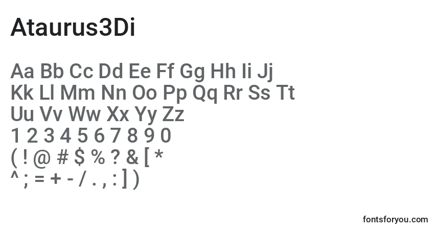 Ataurus3Di-fontti – aakkoset, numerot, erikoismerkit