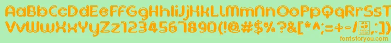 フォントAgetaChubbyDemo – オレンジの文字が緑の背景にあります。