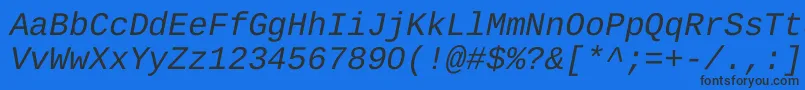 フォントLiberationMonoItalic – 黒い文字の青い背景