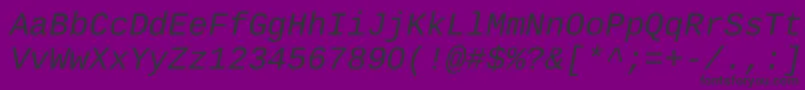 LiberationMonoItalic-Schriftart – Schwarze Schriften auf violettem Hintergrund