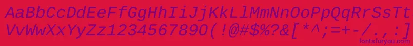フォントLiberationMonoItalic – 赤い背景に紫のフォント