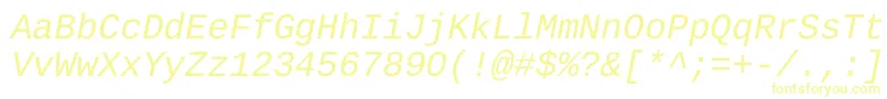 LiberationMonoItalic-Schriftart – Gelbe Schriften