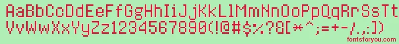 8bitoperatorplusRegular Font – Red Fonts on Green Background