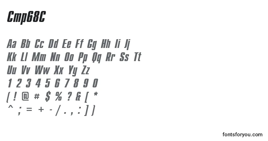 A fonte Cmp68C – alfabeto, números, caracteres especiais