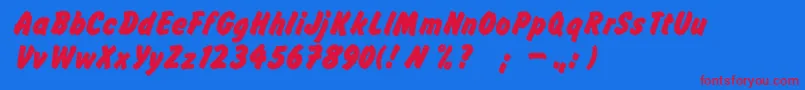 フォントFlashromanboldDgRegular – 赤い文字の青い背景