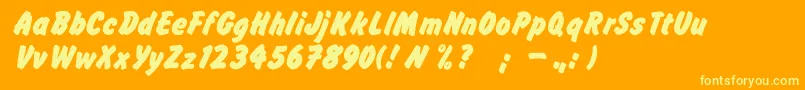 FlashromanboldDgRegular-fontti – keltaiset fontit oranssilla taustalla