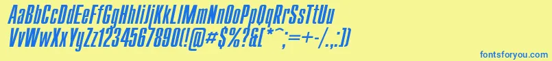 フォントCompact2 – 青い文字が黄色の背景にあります。