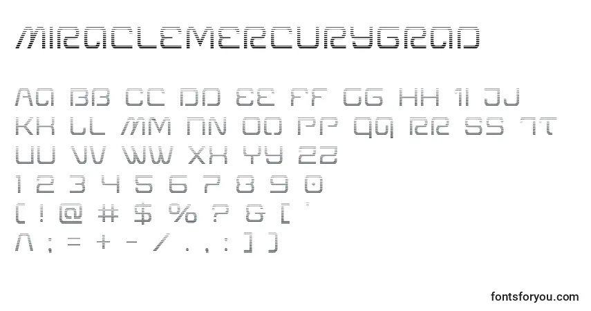 A fonte Miraclemercurygrad – alfabeto, números, caracteres especiais