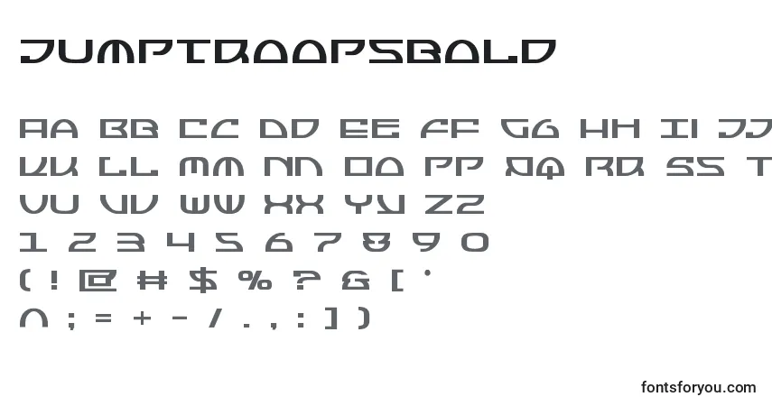 Czcionka Jumptroopsbold – alfabet, cyfry, specjalne znaki