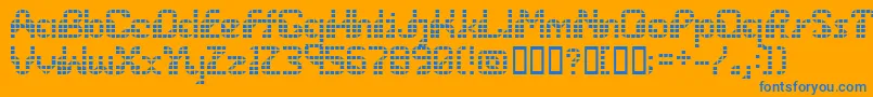 Wargames-Schriftart – Blaue Schriften auf orangefarbenem Hintergrund