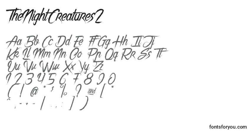 Шрифт TheNightCreatures2 – алфавит, цифры, специальные символы