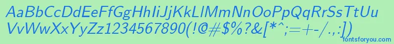 EmilOblique Font – Blue Fonts on Green Background