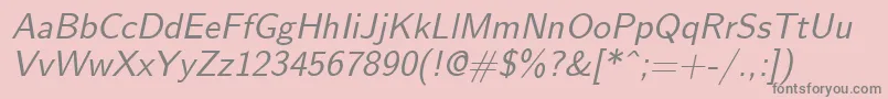 EmilOblique-Schriftart – Graue Schriften auf rosa Hintergrund