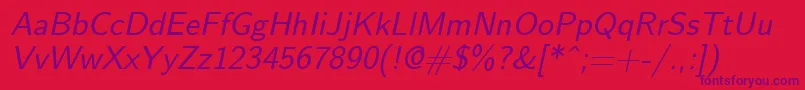 EmilOblique Font – Purple Fonts on Red Background