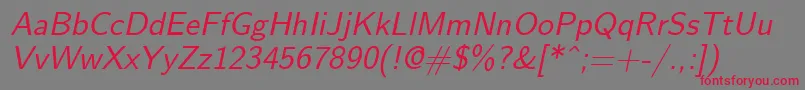 EmilOblique Font – Red Fonts on Gray Background