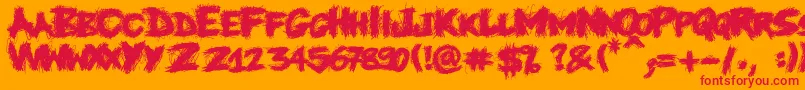 Knife-Schriftart – Rote Schriften auf orangefarbenem Hintergrund