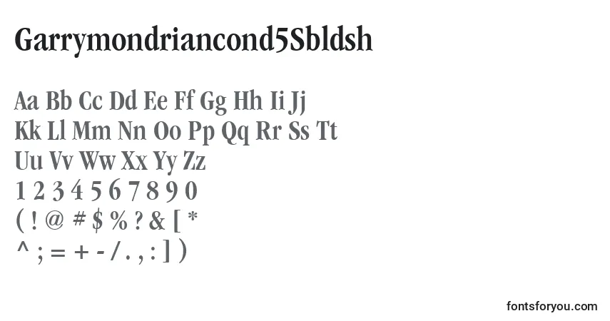 A fonte Garrymondriancond5Sbldsh – alfabeto, números, caracteres especiais