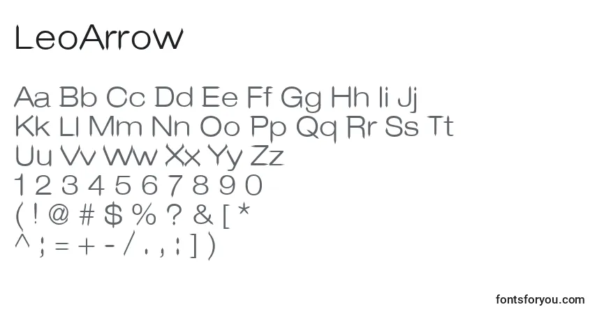 Schriftart LeoArrow – Alphabet, Zahlen, spezielle Symbole