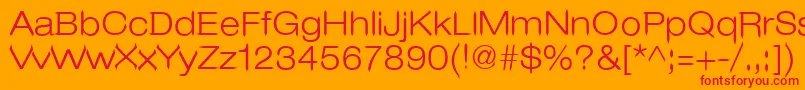 LeoArrow-Schriftart – Rote Schriften auf orangefarbenem Hintergrund