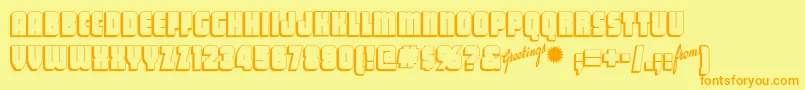 Vacationpostcardnf Font – Orange Fonts on Yellow Background