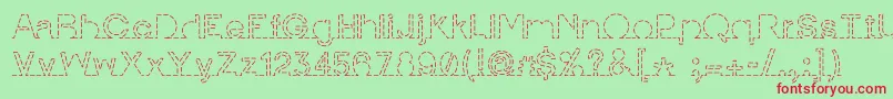 IamonlinewithuDashed Font – Red Fonts on Green Background